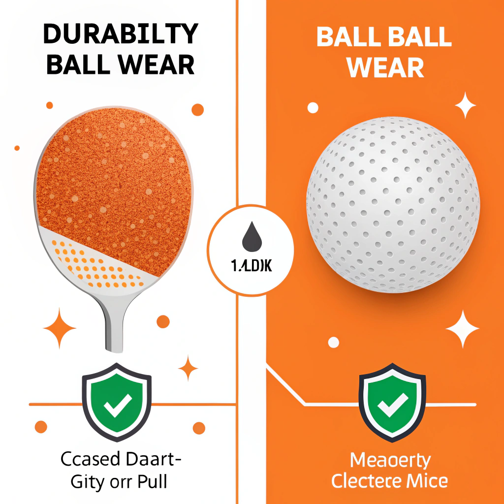 Split-panel comparison showing durable molded texture versus shedding coated grit and ball wear.