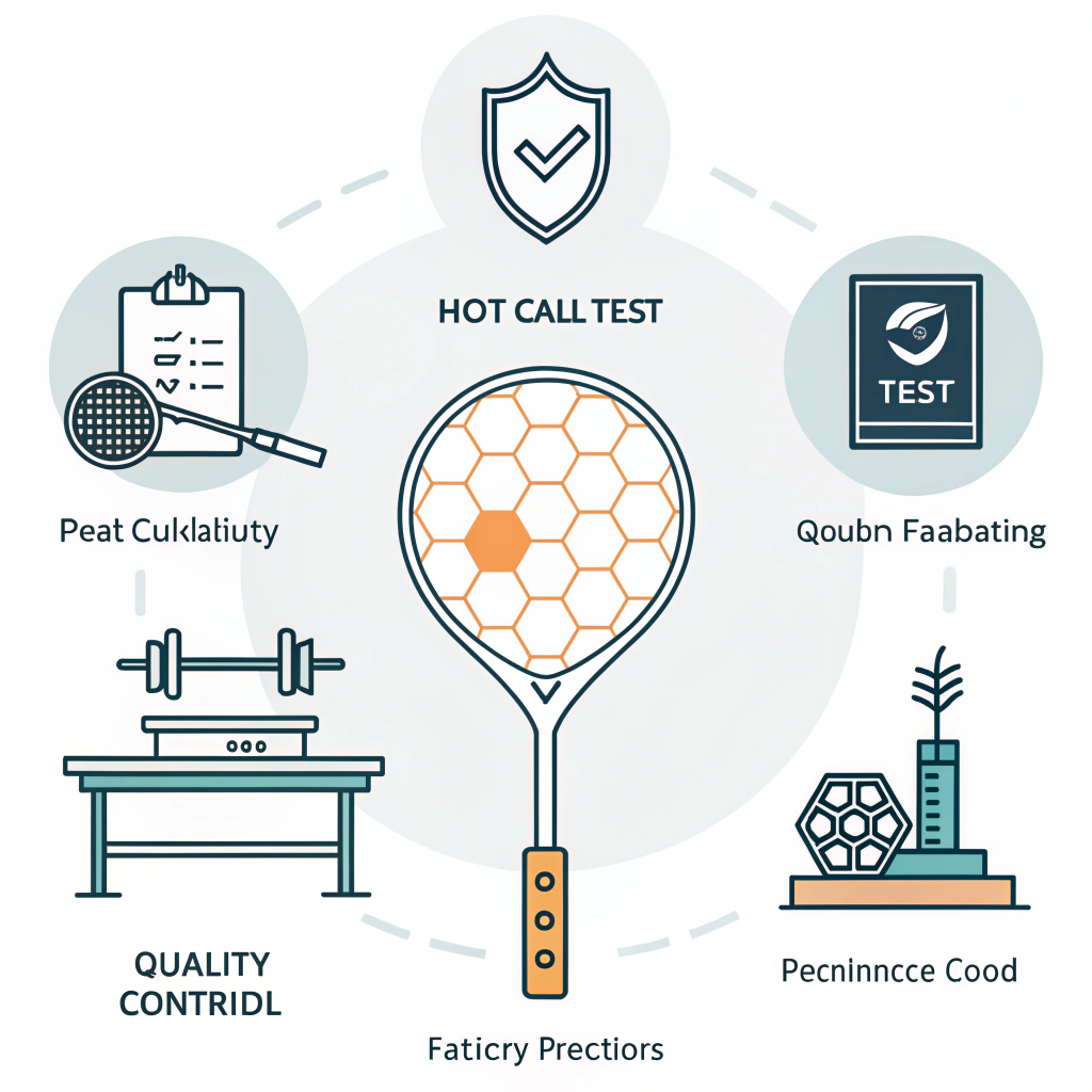 Minimalist lab scene inspecting polymer honeycomb paddle cores with calipers and test rigs.