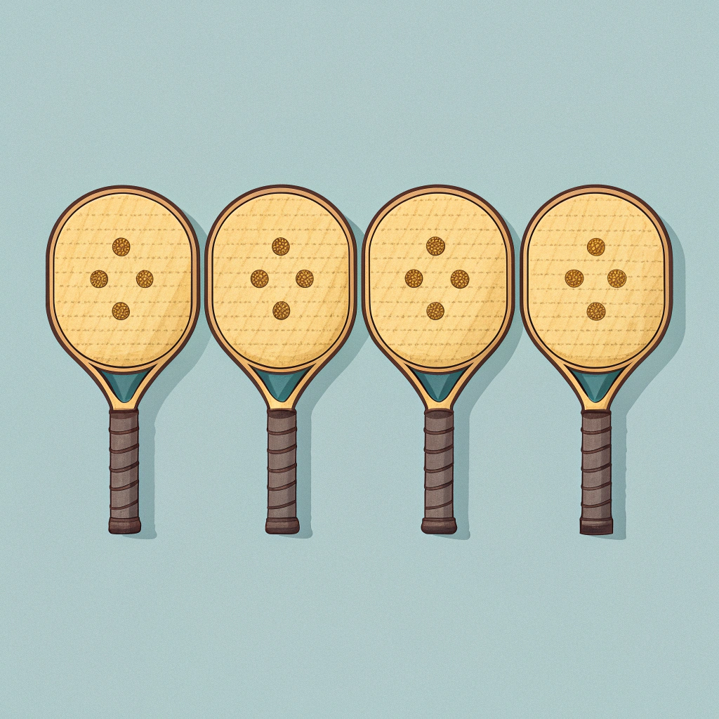 Four minimalist paddle cutaways showing polymer, Nomex, aluminum, and wood core cross-sections