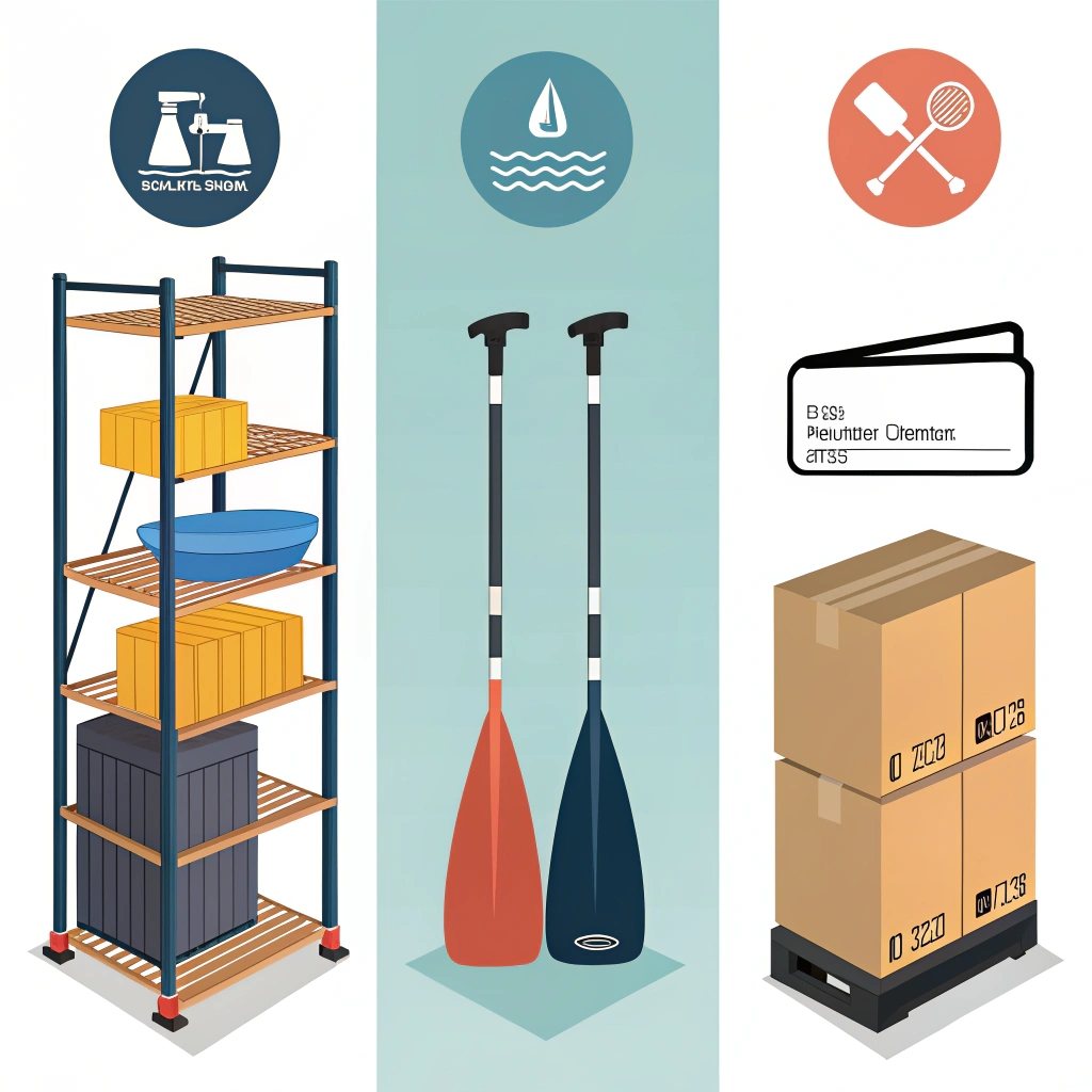 Triptych illustrating rental, retail and premium paddle grip strategies with icons
