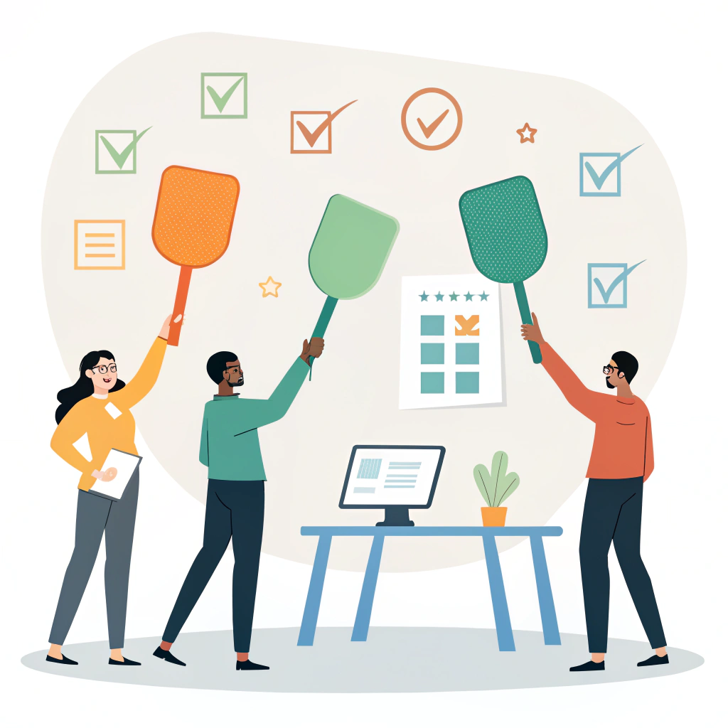 Flat illustration of three grip sizes, material samples, and a small player test panel