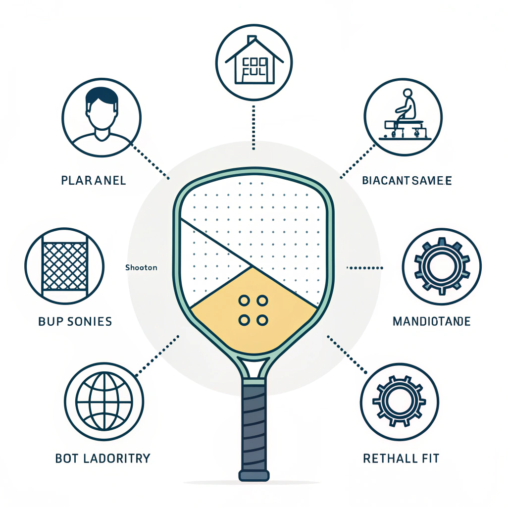 Minimal flat illustration of paddle cross-section linked to player, factory, and cost icons