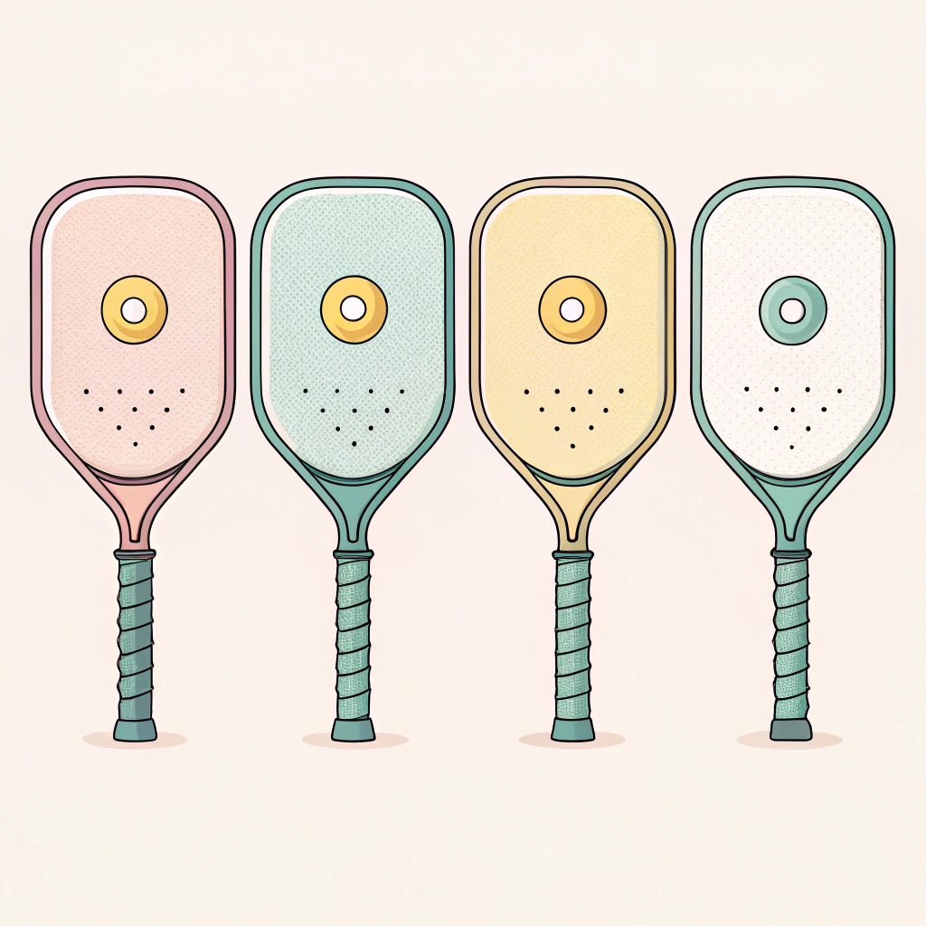 Four minimalist paddle silhouettes showing shape differences and glowing sweet spot positions