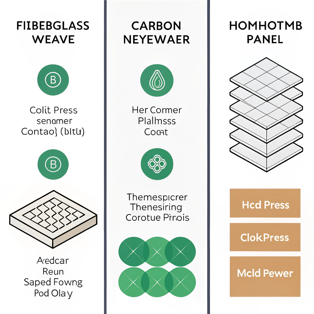 Flat infographic showing paddle face options, core types, and pressing methods with trade-off icons
