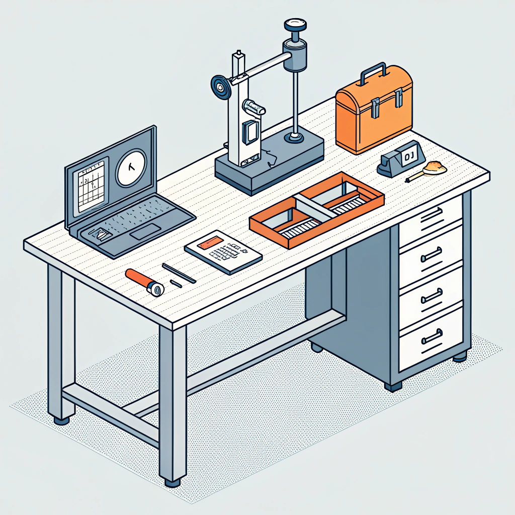 Flat minimalist flat-lay of paddle test equipment icons on bench
