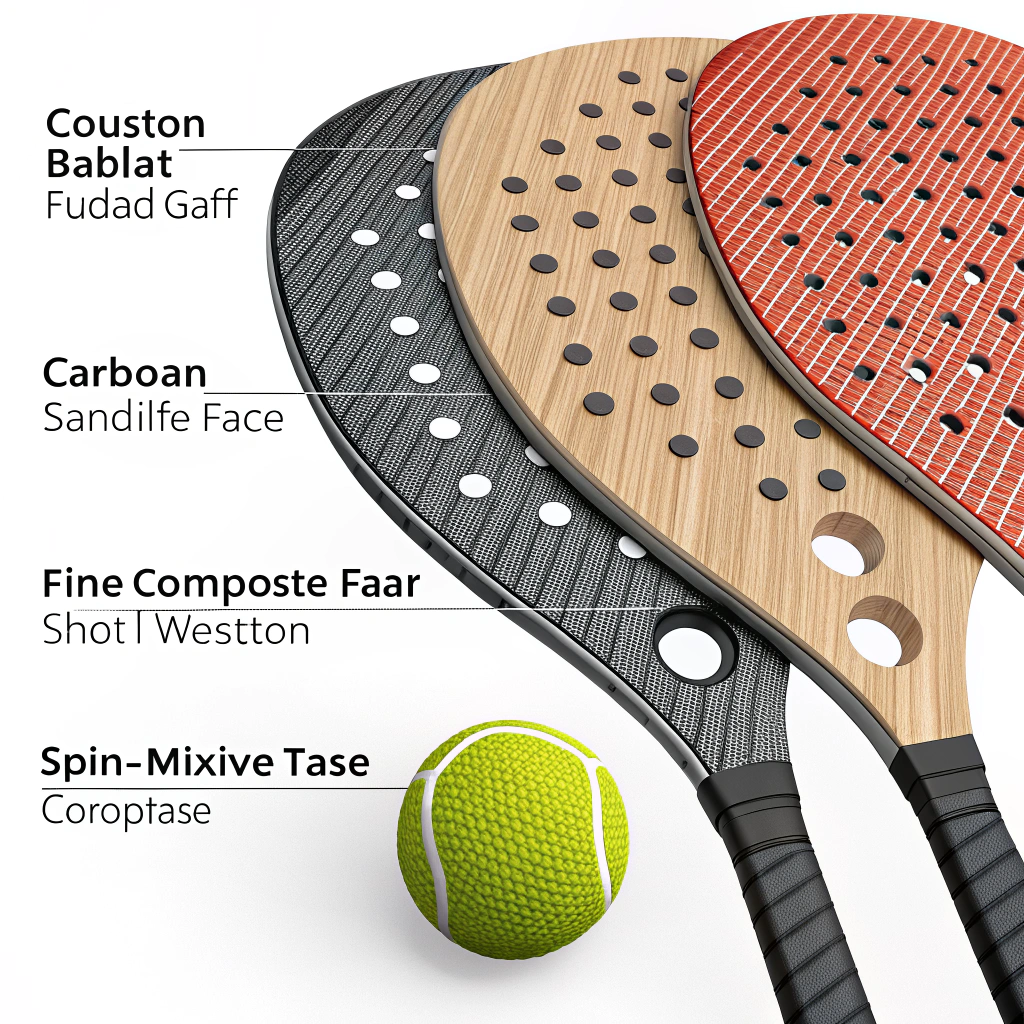 Flat panels of paddle face textures with a spinning ball showing spin potential