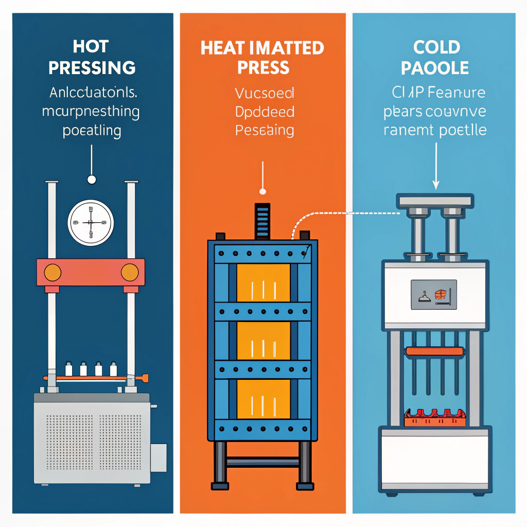 Three-panel comparison of hot press, cold press, and thermoforming paddle production