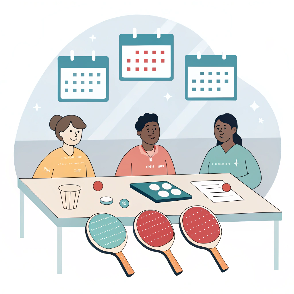 Three distinct paddles displayed for sample trial with boxes and novice players testing