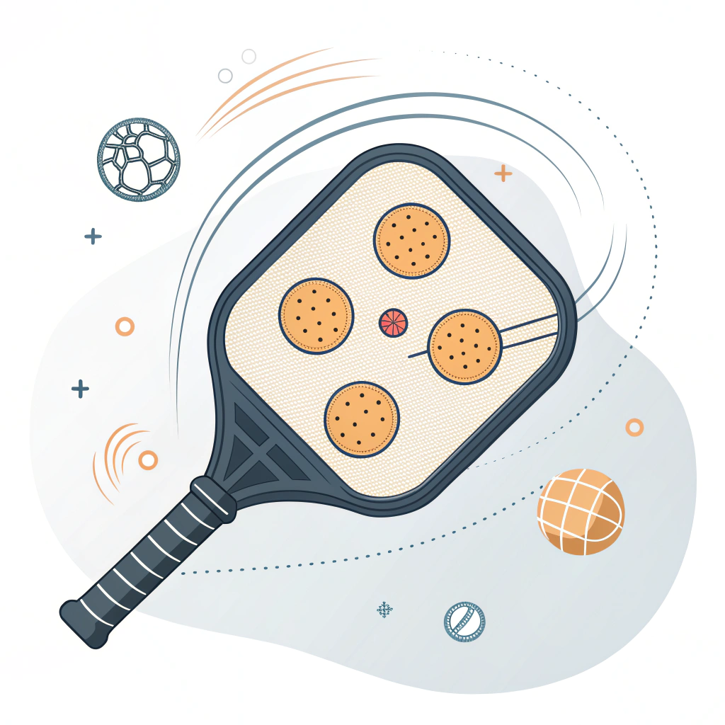 Flat cross-section of a pickleball paddle showing EPP foam core and dampened vibrations
